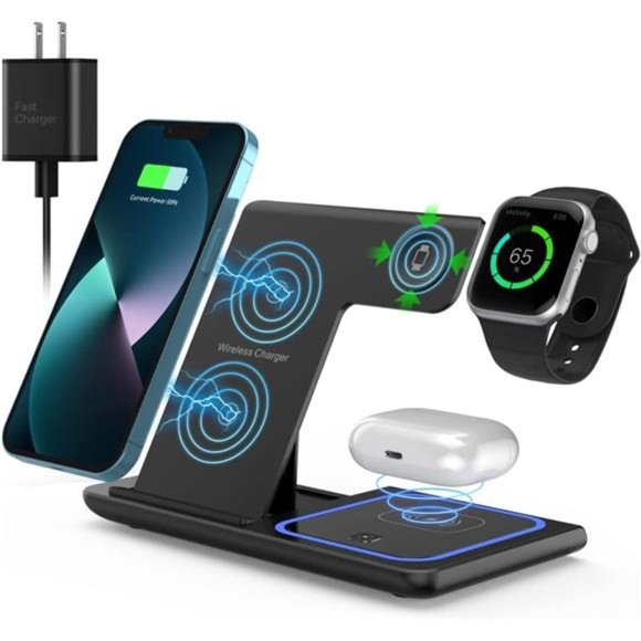Wireless Charger 3 in 1 Wireless Charger Station for Apple iPhone - Picture 1 of 6